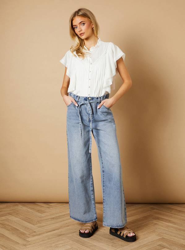 OASIS Denim Wide Leg Jean With Self Tie 12